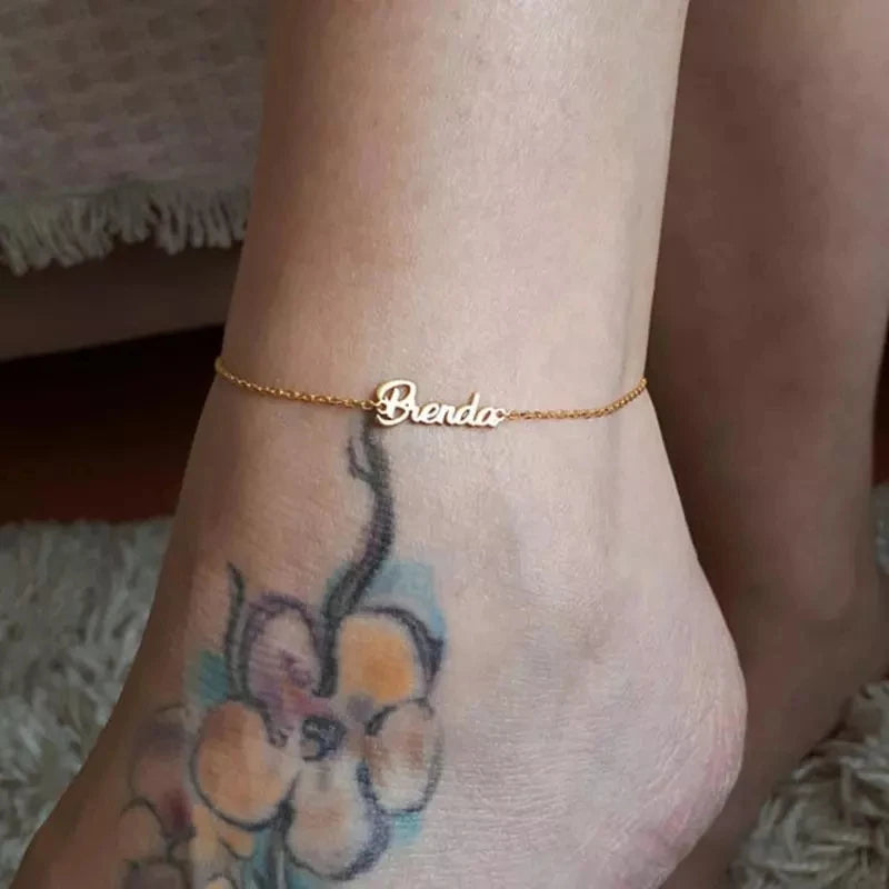 Charm Customed Name Anklet Bracelet Foot Handmade Letter Alphabet Anklets for Women Bohemian Beach Jewelry Valentine's Day Gifts